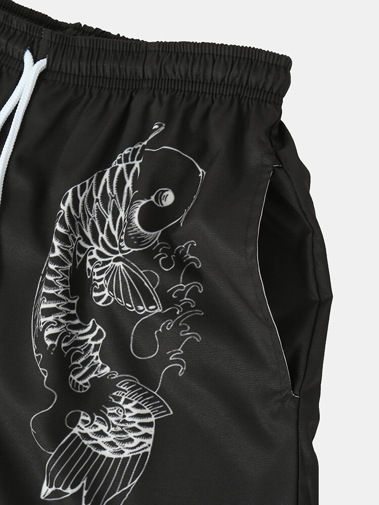 
	Mens Wave Koi Ukiyoe Print Kimono Japanese Style Two Pieces Outfits