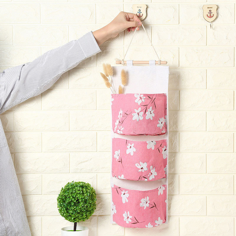 
	Cotton And Linen Storage Hanging Bag Multi-Layer Hanging Pocket