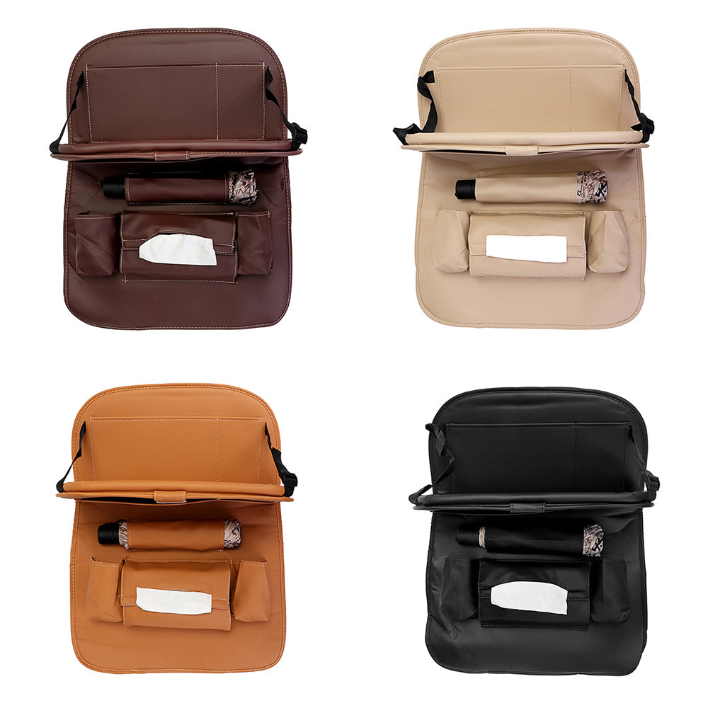 
	Microfiber Leather Car Seat Back Foldable Food Table Storage Bag Multi-functional Phone Organizer