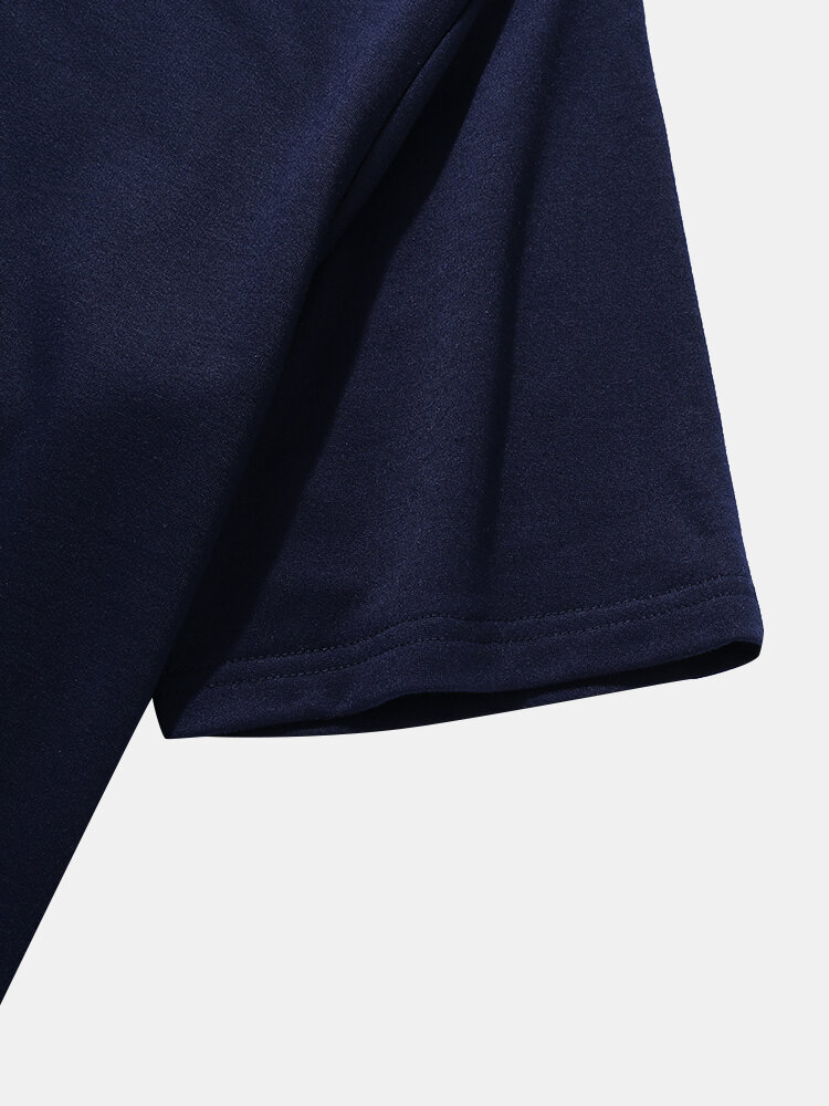 
	Mens Tricolor Patchwork Crew Neck Short Sleeve Preppy T-Shirt