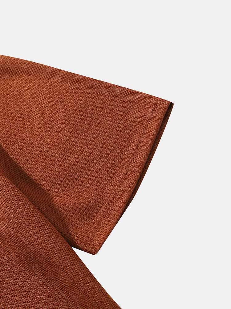 
	Mens Knit Irregular Color Block Stitching Preppy Short Sleeve T-Shirts