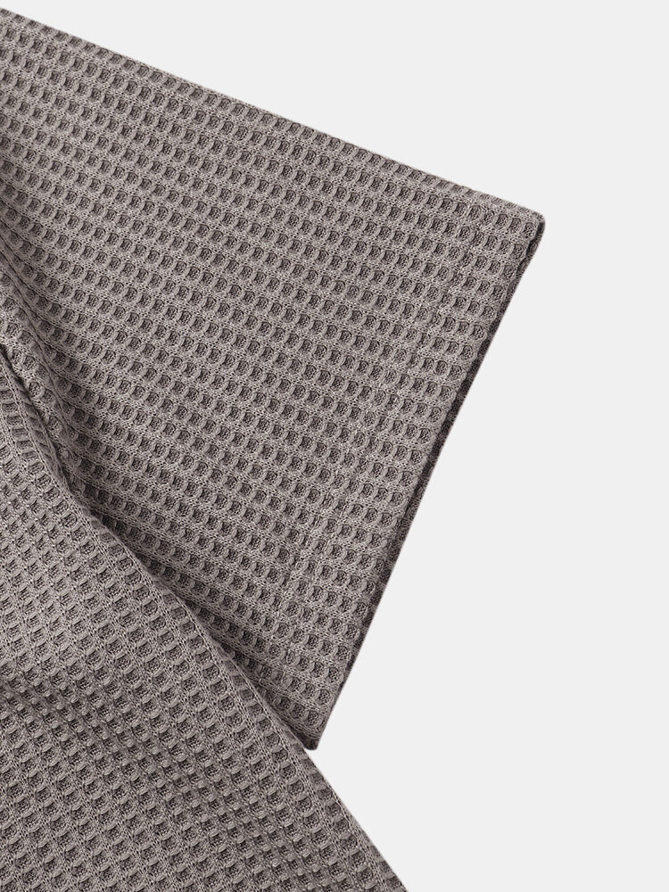 
	Mens Plain Texture Knitted Waffle Short Sleeve T-Shirt