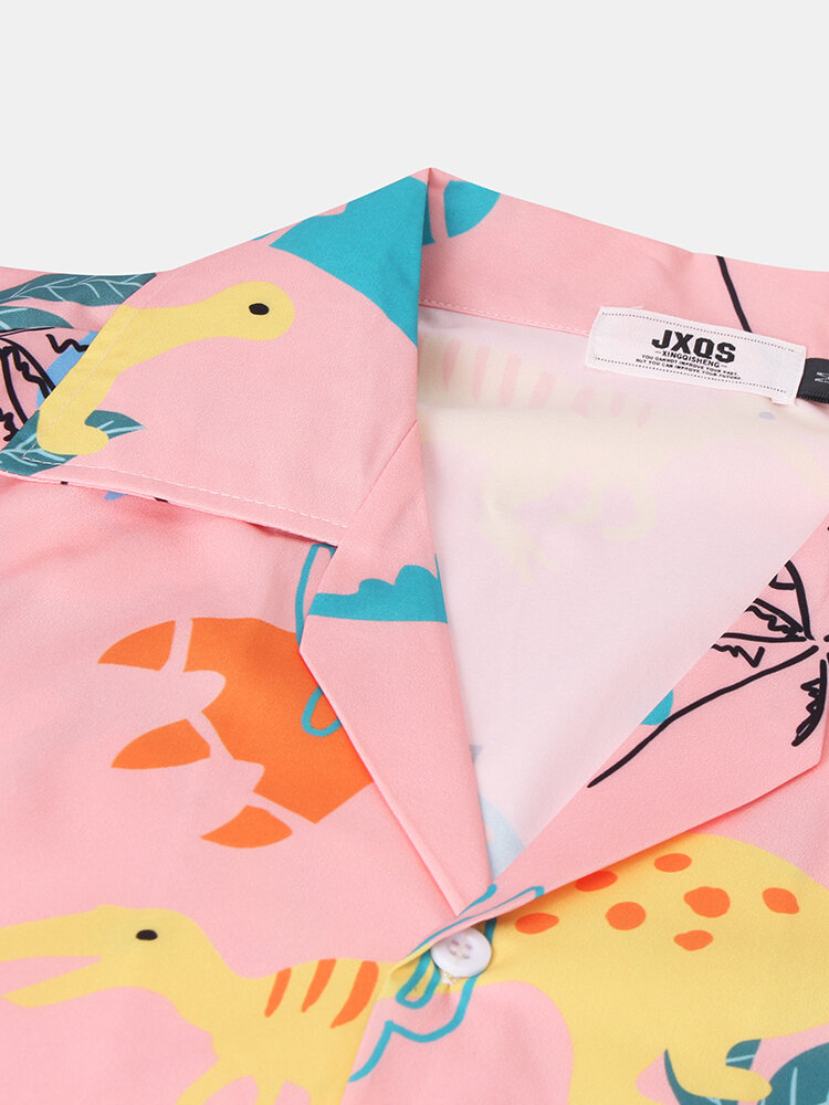 
	Mens Funny Style Dinosaur Cartoon Printed Short Sleeve Shirts