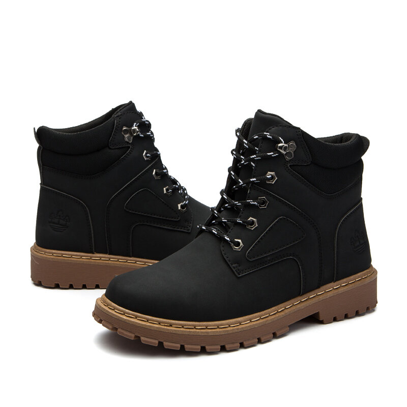 
	Men Outdoor Slip Resistant Lace Up Leather Work Style Boots