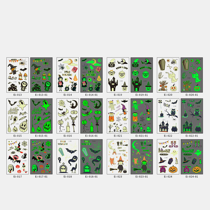 
	Halloween Luminous Tattoo Children Cartoon Stickers Body Art Waterproof Fake Temporary Tattoo Transfer Paper
