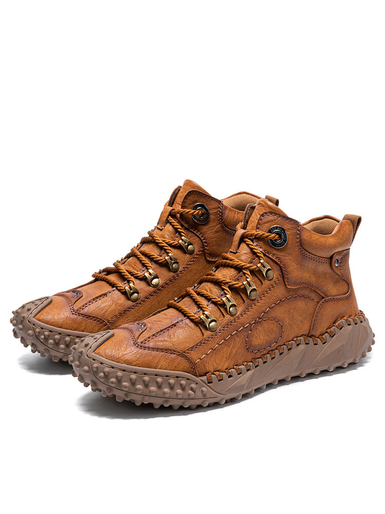 
	Menico Men Hand Stitching Metal Outdoor Casual Leather Boots