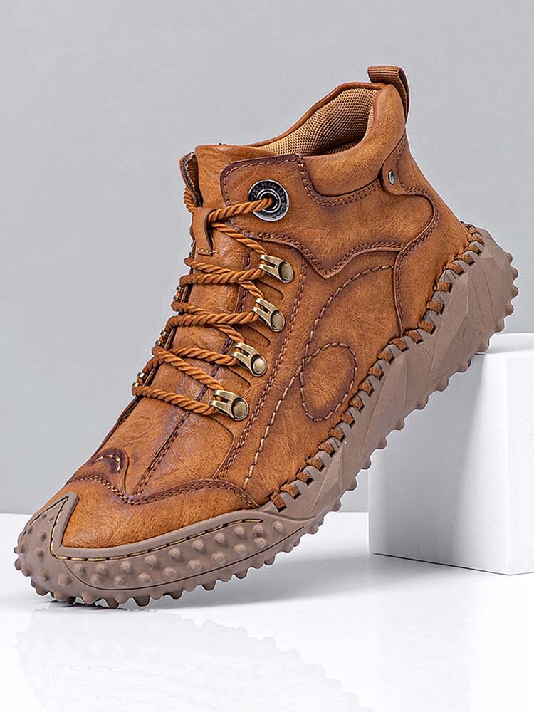 
	Menico Men Hand Stitching Metal Outdoor Casual Leather Boots