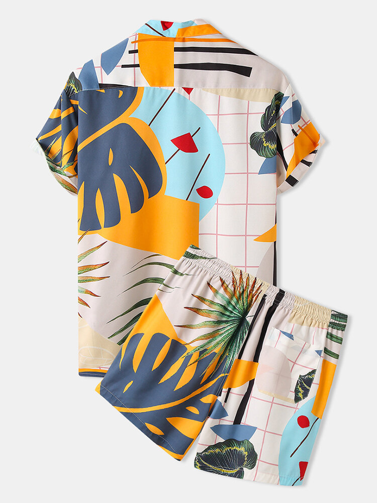 
	Mens Tropical Floral & Leaf Print Casual Light Designer Loungewear