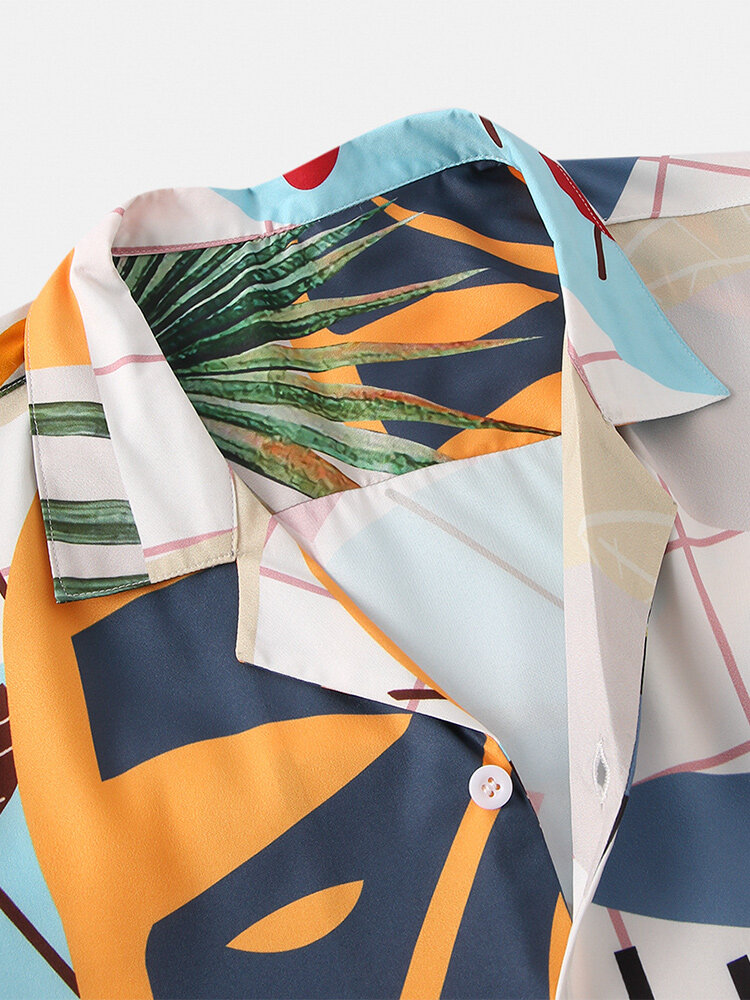 
	Mens Tropical Floral & Leaf Print Casual Light Designer Loungewear