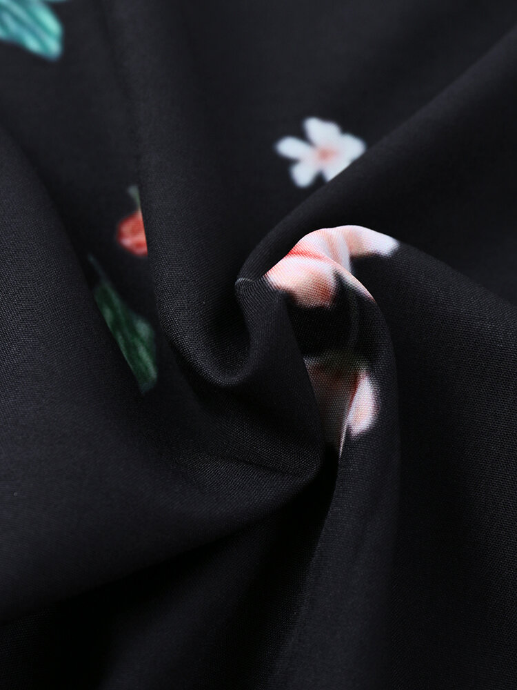 
	Mens Ethnic Floral Print Loose Casual Breathable Short Sleeve Shirts