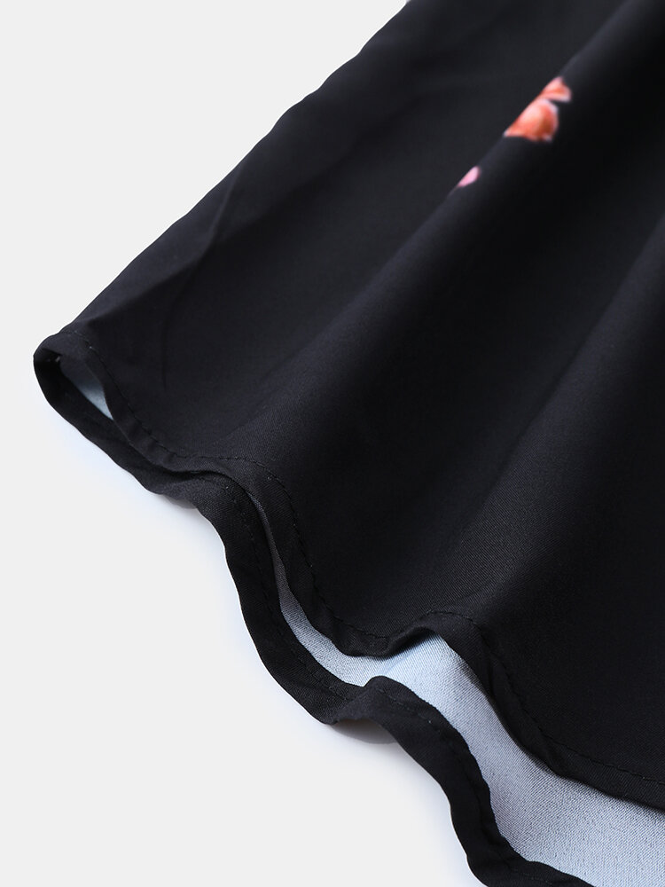 
	Mens Ethnic Floral Print Loose Casual Breathable Short Sleeve Shirts