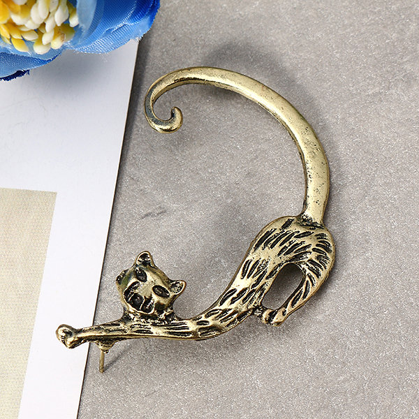
	Trendy 1Pc Left Ear Stud Cuff Exaggerated Alloy Winding Stretching Sexy Cat Earrings for Women Girls