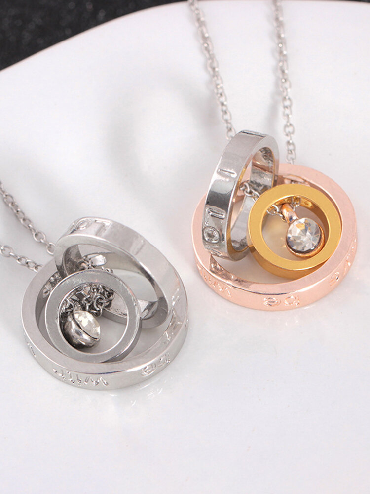 
	Vintage Alloy Letter Circle Necklace Rhinestone Pendant Transfer Beads Jewelry