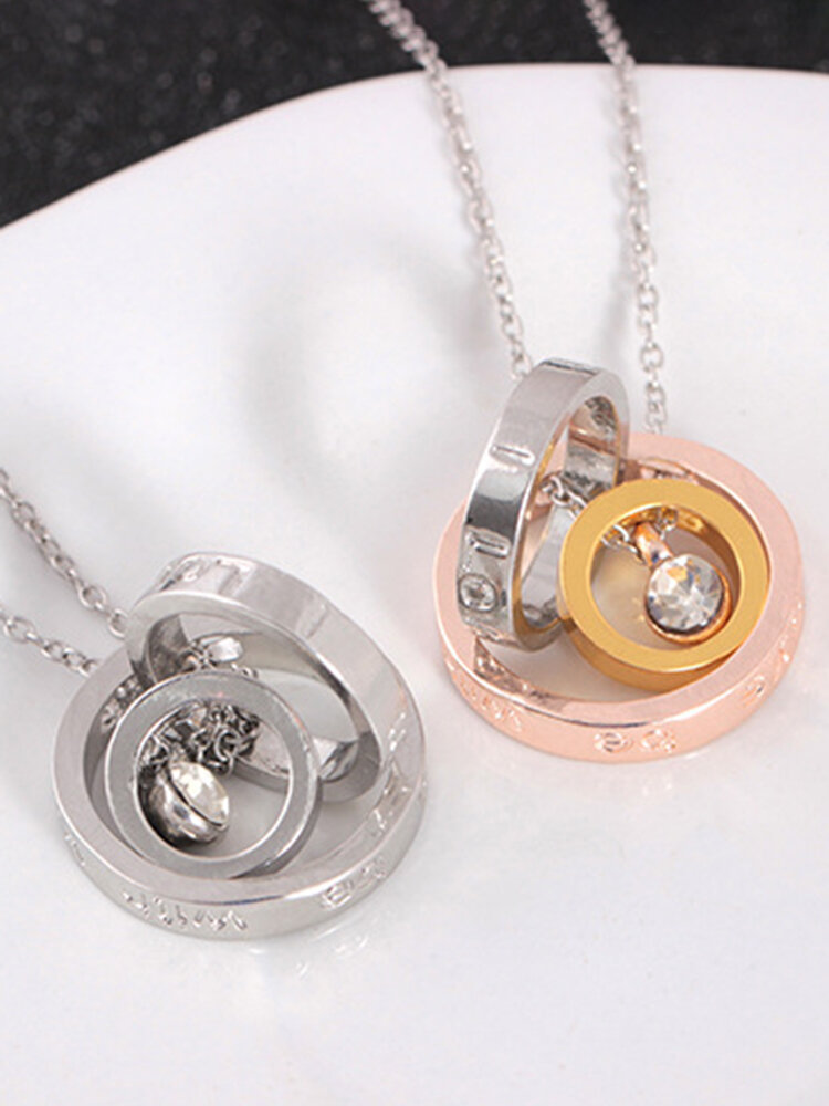 
	Vintage Alloy Letter Circle Necklace Rhinestone Pendant Transfer Beads Jewelry