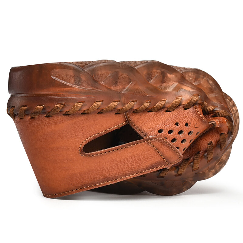 
	Men Hand Stitching Leather Hole Non Slip Outdoor Casual Sandals