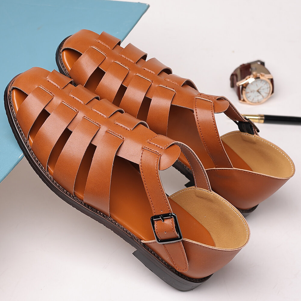 
	Men Non Slip Metal Buckle Beach Casual Stripe Sandals