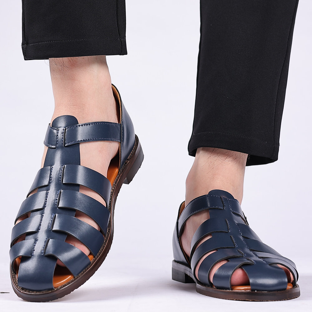 
	Men Non Slip Metal Buckle Beach Casual Stripe Sandals