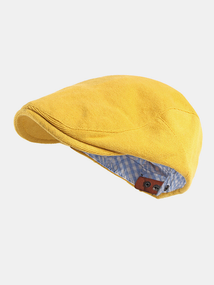 
	Men Cotton Solid Color Outdoor Leisure Wild Forward Hat Flat Cap