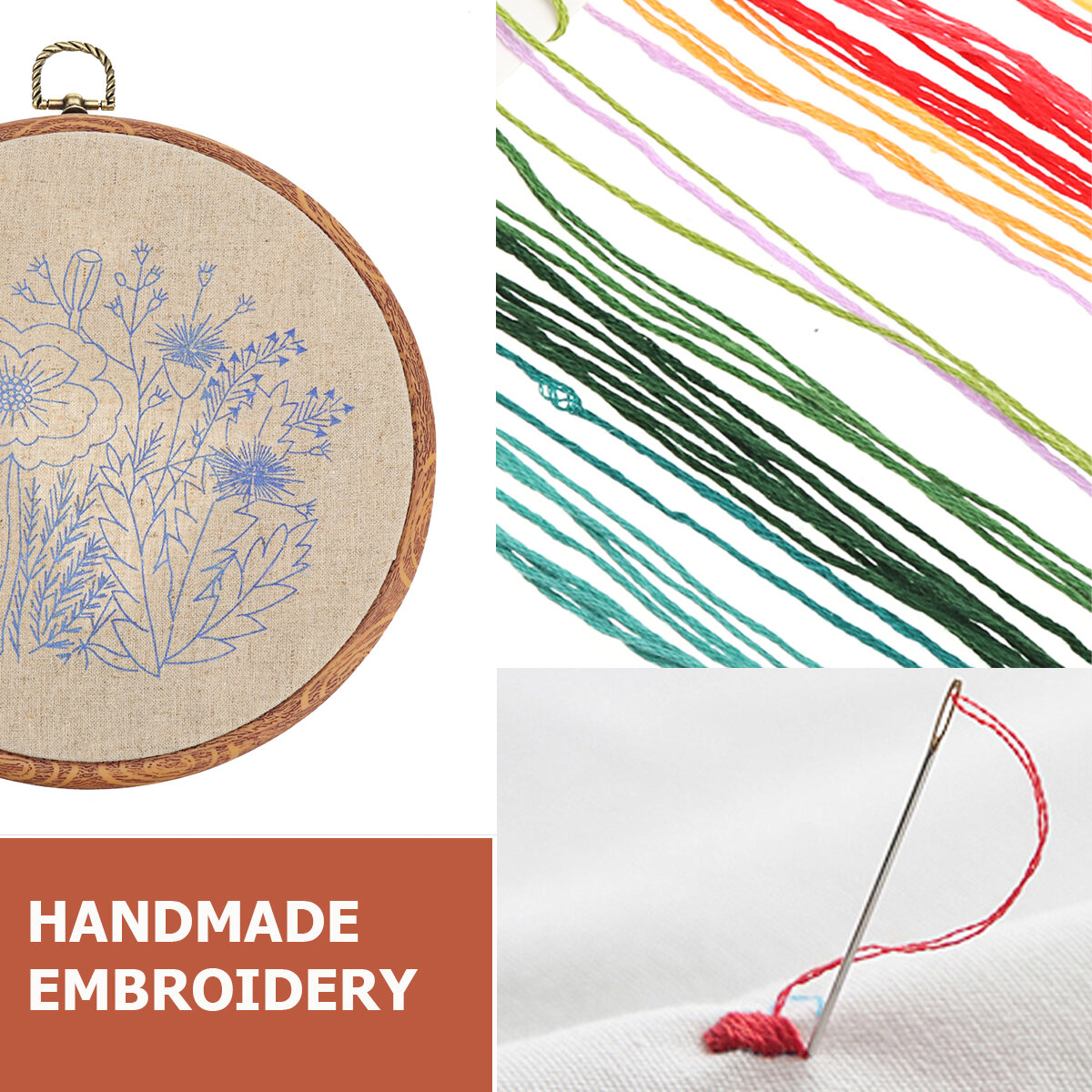 
	Embroidery Starter Kit With Pattern Stamped Embroidery Kit Including Embroidery Cloth With Pattern Bamboo Embroidery Hoop Color Threads Needle Kit