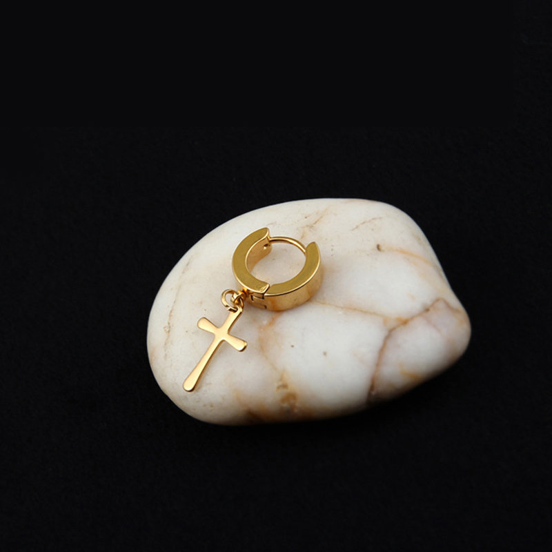 
	Punk Ear Drop Earrings Corss Five Points Star Titanium Steel Earrings Fashion Jewelry for Women Men