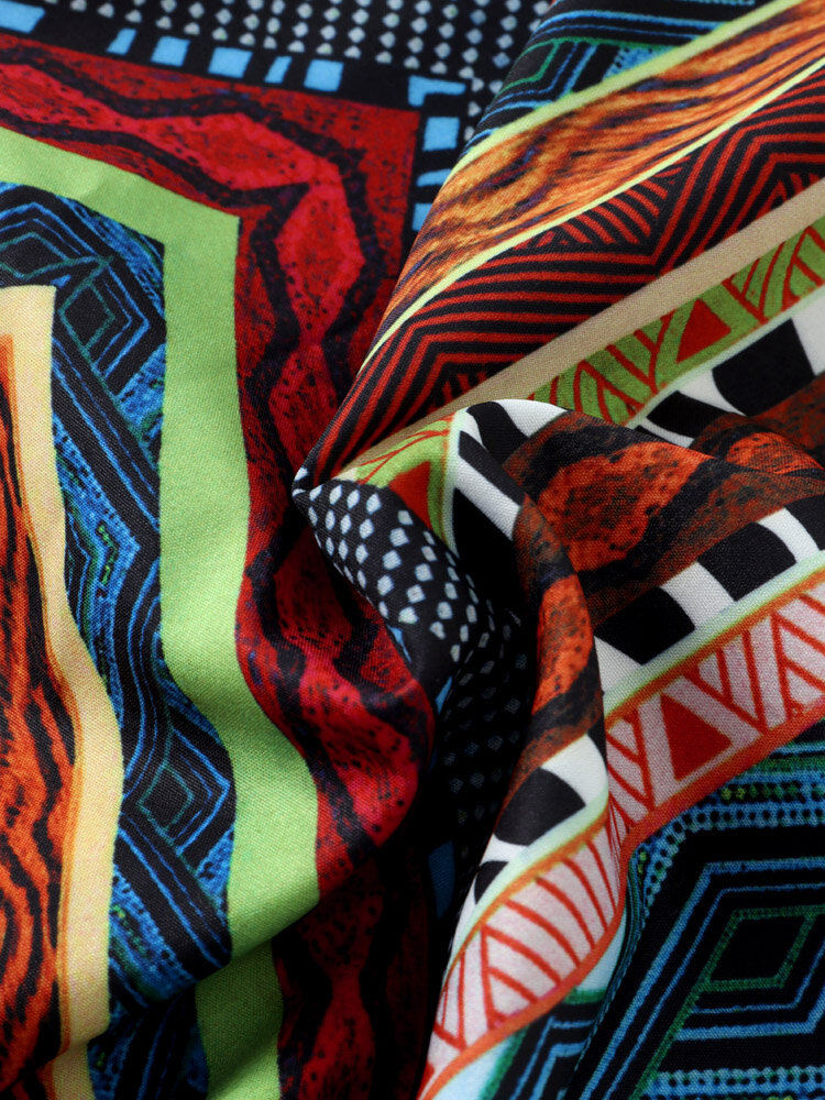 
	Mens Tribal Striped Pattern Quick Dry Elastic Waist Swim Trunk