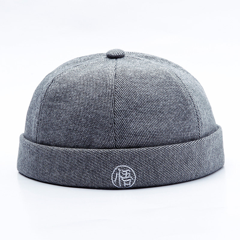 
	Men & Women Vintage Brimless Cap Adjustable Embroidery Skull Cap Warm Rolled Skull Cap Chinese Enlightenment