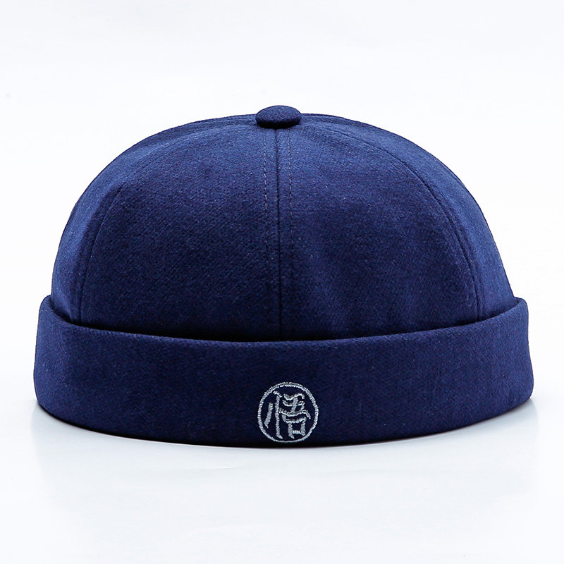 
	Men & Women Vintage Brimless Cap Adjustable Embroidery Skull Cap Warm Rolled Skull Cap Chinese Enlightenment