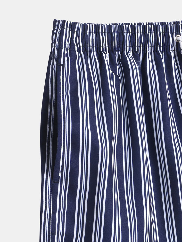 
	Mens Vertical Stripe Breathable Vintage Drawstring Swim Trunks With Mesh Lined