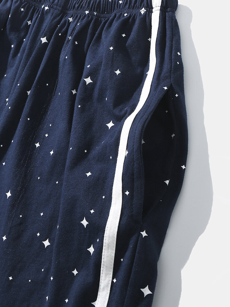 
	Moon Starry Pattern Printing Button Lapel Pajamas Set