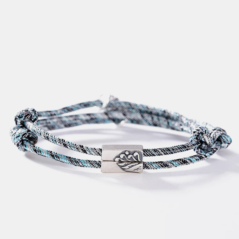 
	2Pcs Paired Magnetic Couple Bracelets 925 Silver Magnet Adjustable Woven Bracelets Valentines Gift Jewelry