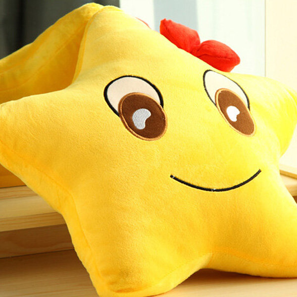 
	Funny Cute Lovers Yellow Star Throw Pillow Expression Soft Plush Sofa Car Office Cushion