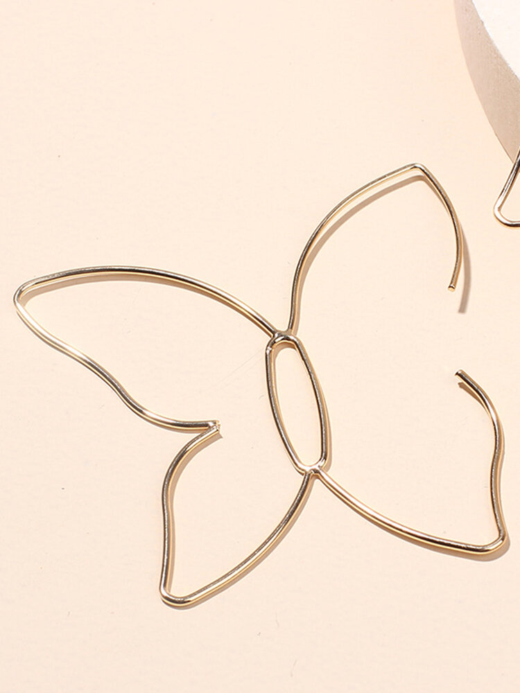 
	Simple Butterfly Line Hollow Earrings Temperament Big Ear Hoop Earrings