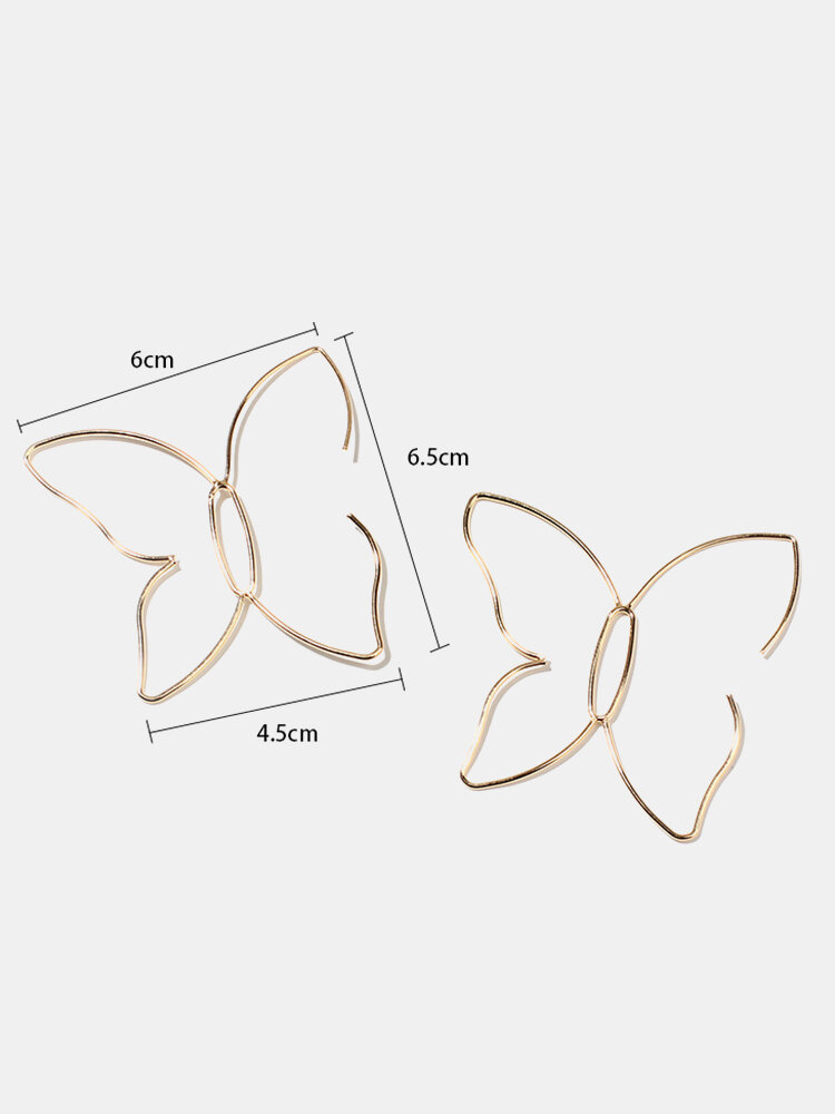 
	Simple Butterfly Line Hollow Earrings Temperament Big Ear Hoop Earrings