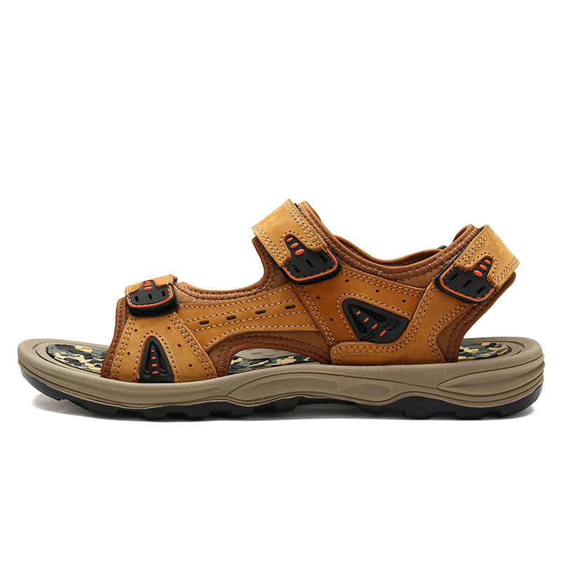 
	Men Cow Leather Non Slip Hook Loop Outdoor Casual Sandals