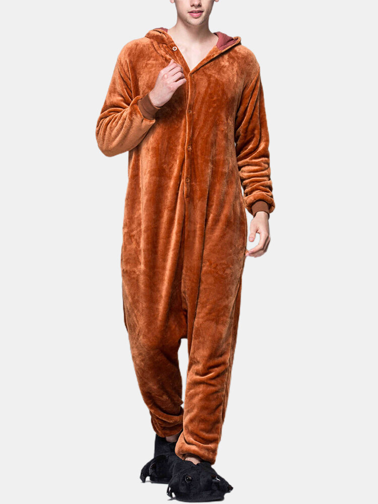 
	Mens Cute Design COS Hooded Fleece Jumpsuits Homewear