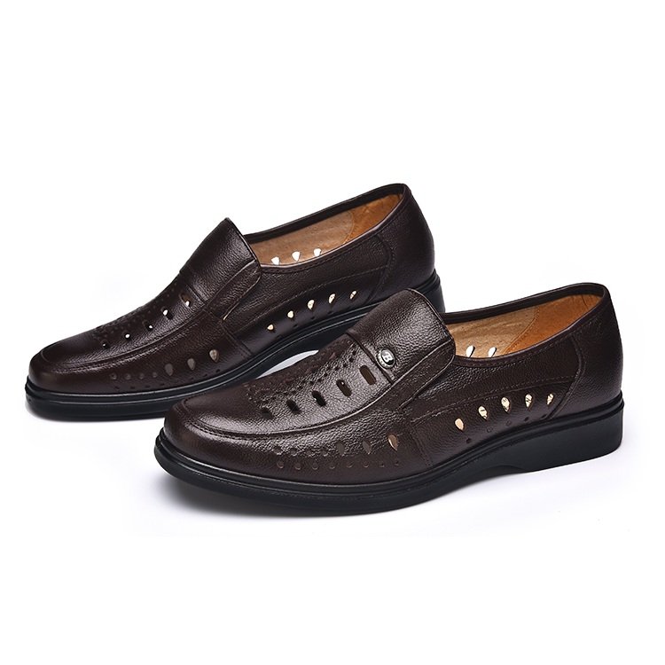 
	Men Hollow Out Breathable Soft Slip On Leaher Sandasl