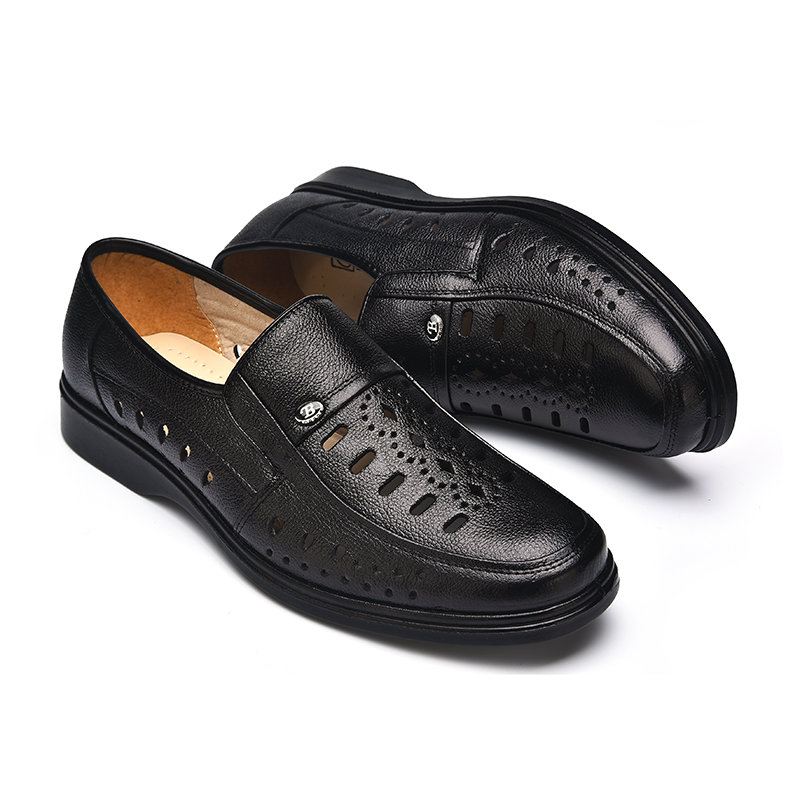 
	Men Hollow Out Breathable Soft Slip On Leaher Sandasl