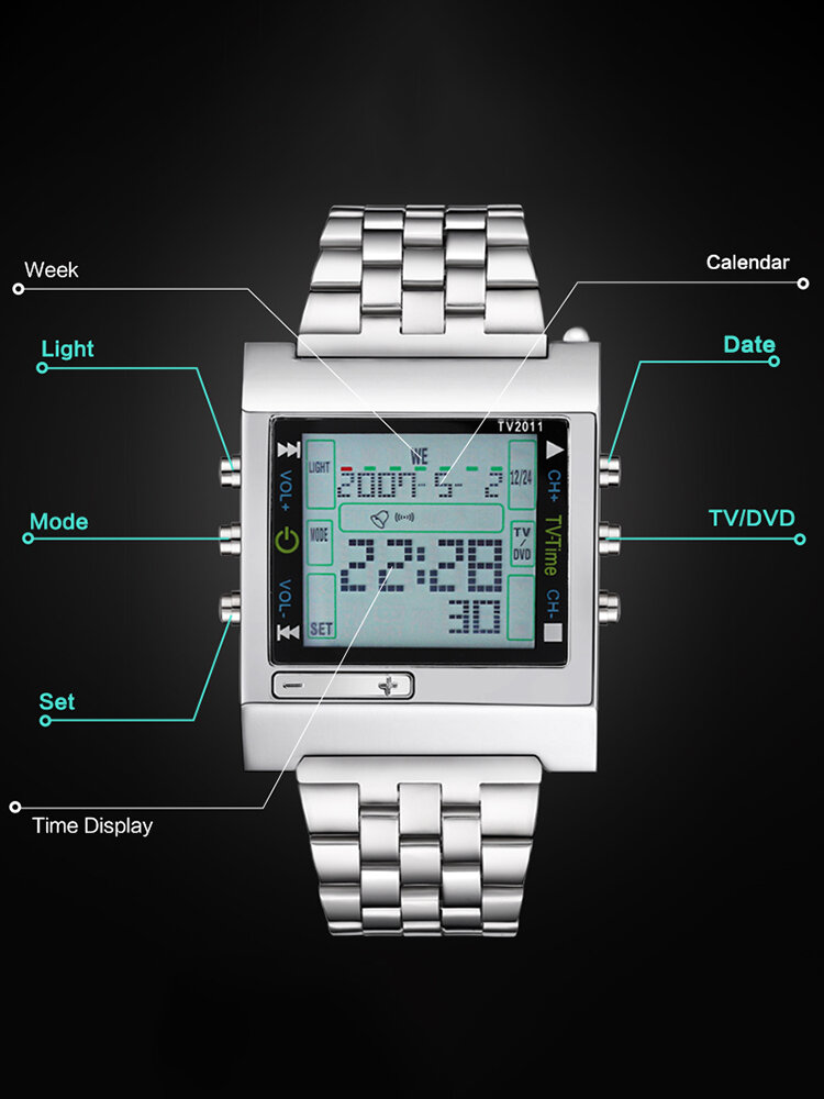 
	Full Steel Waterproof Alarm Digital Watch LED Display Sport Men Wrist Watch