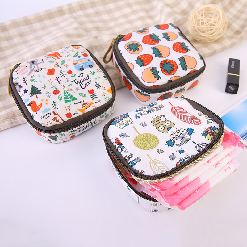 
	Cloth Waterproof Zipper Sanitary Napkin Cosmetic Storage Bag Coin Purse