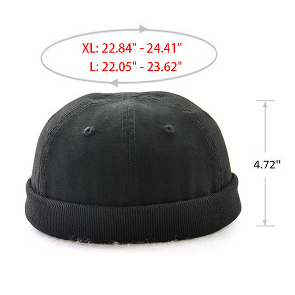 
	Men & Women Women Plus Size Retro Brimless Hat Adjustable Hats For Big Head Rolled Cuff Sailor Cap