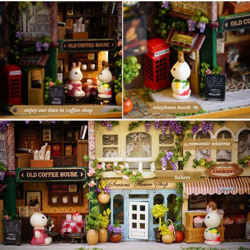 
	DIY Christmas Dollhouse Wooden Miniature Kit With Voice Control Light Christmas Gift