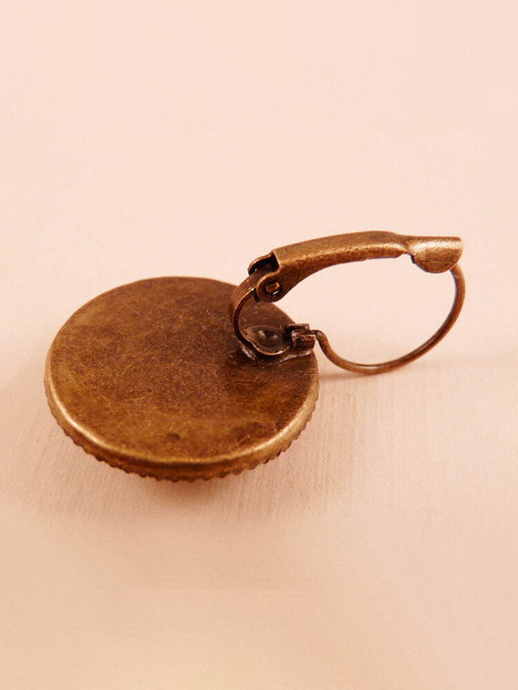 
	Trendy Metal Round Natural Landscape Print Glass Pendant Earrings