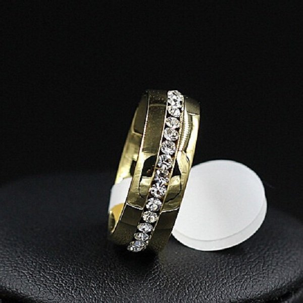 
	Fashion Finger Rings Stainless Steel Rhinestone Silver Gold Finger Rings Accessories Jewelry for Men