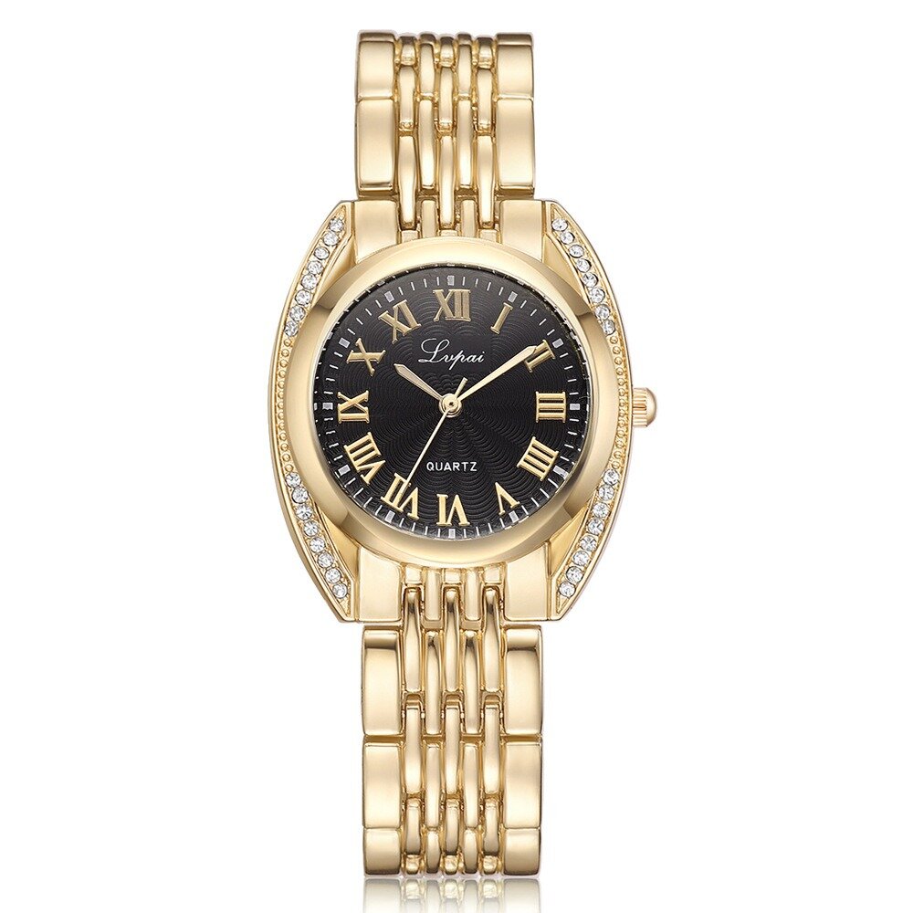 
	Trendy Roman Number Quartz Watch Casual Stainless Steel Women Watch