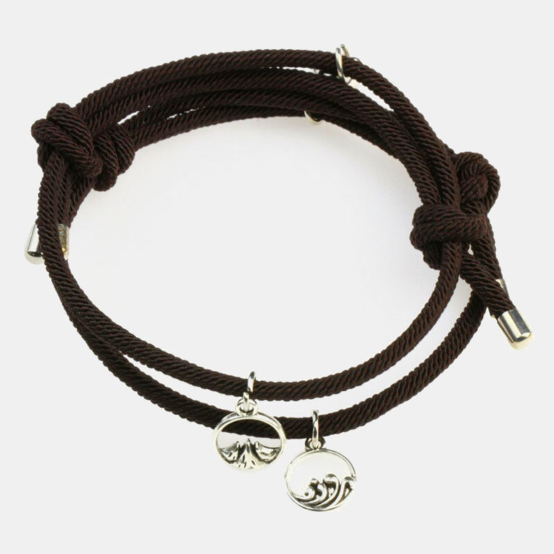
	2 Pcs Mountain Alliance Eachother Pendant Couple Bracelets Set Magnetite Braided Hand Rope Bracelets