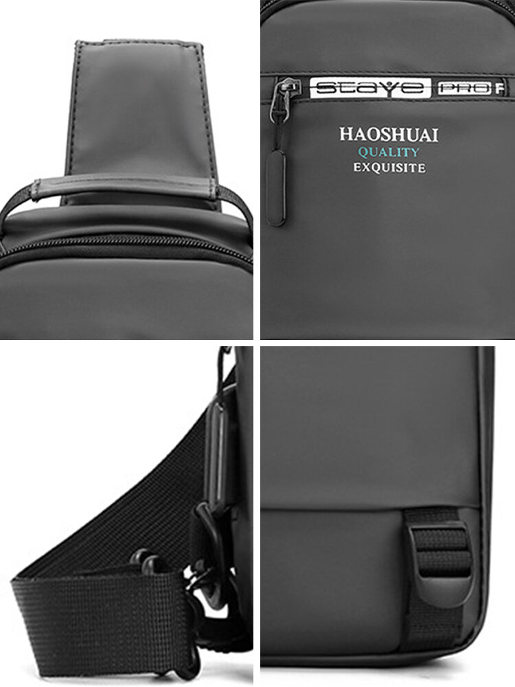 
	Men Nylon Fabric Casual Portable USB Charging Design Chest Bag Waterproof Daily Crossbody Bag