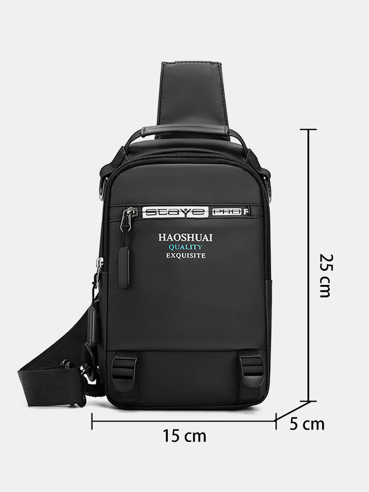 
	Men Nylon Fabric Casual Portable USB Charging Design Chest Bag Waterproof Daily Crossbody Bag