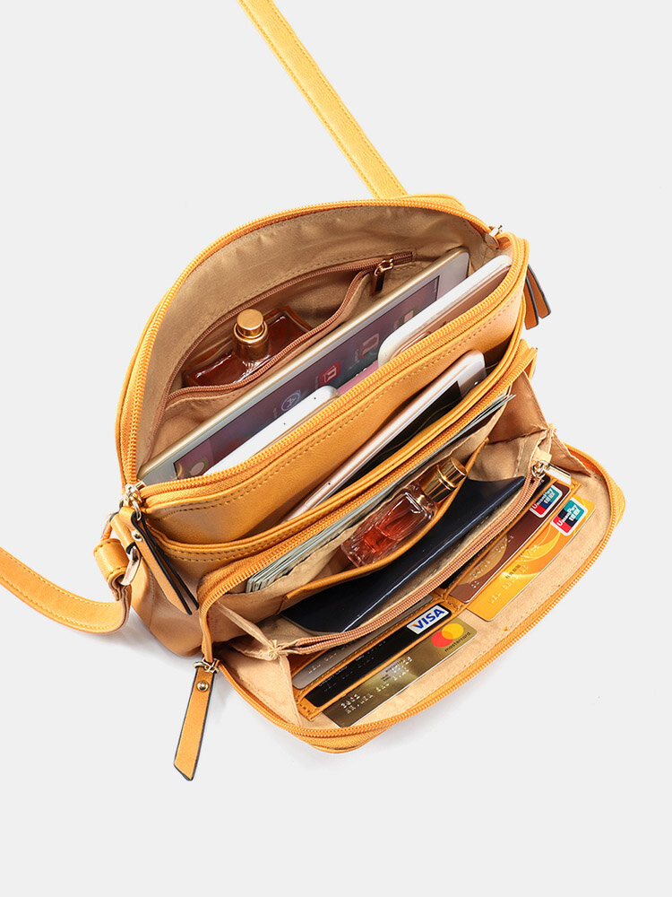 
	MANDY Women Solid Multi-pockets Casual PU Leather Crossbody Bag