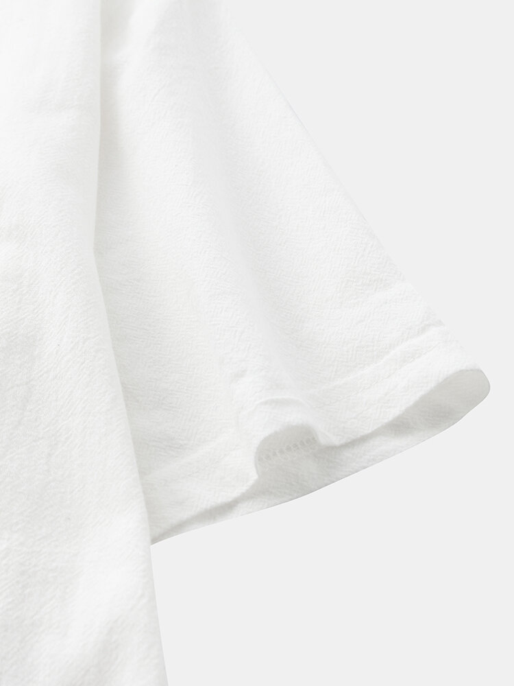 
	Men 100% Cotton Solid Color V-neck Casual T-Shirt