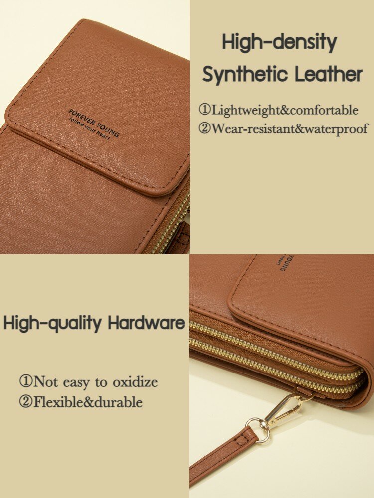 
	6.5 inch Touch Screen Bag RFID Clutch Bag Card Bag Large Capacity Multi-Pocket Crossbody Phone Bag